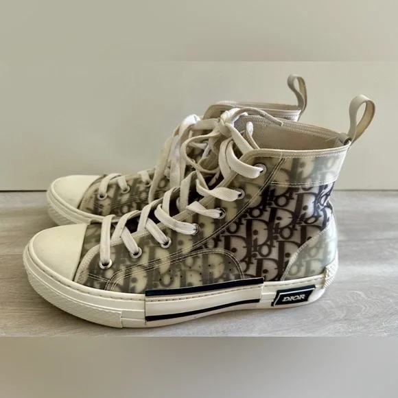 Dior-B23 High-Top Sneaker White And Black Dior Oblique Canvas Sz 40 us 7